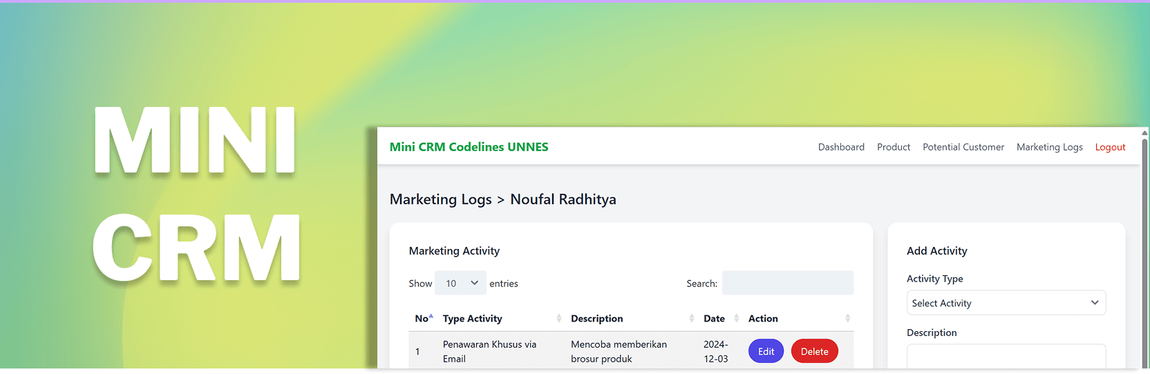 Mini CRM Codelines UNNES